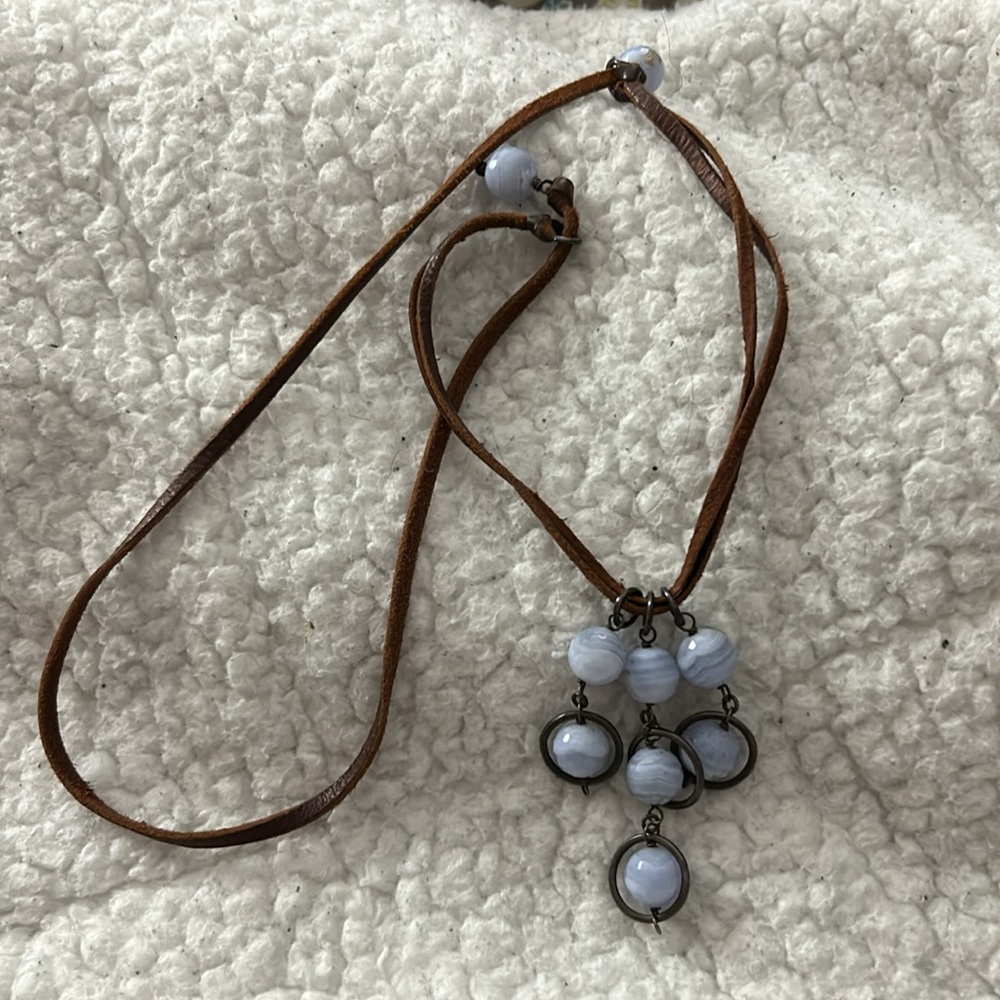 Vintage Stone Leather Necklace - Picture 8 of 8